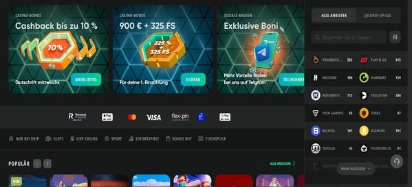 Drip Casino desktop screenshot 1